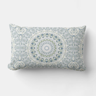 Serene Blue and Green Mandala Pattern Design Lumbar Pillow