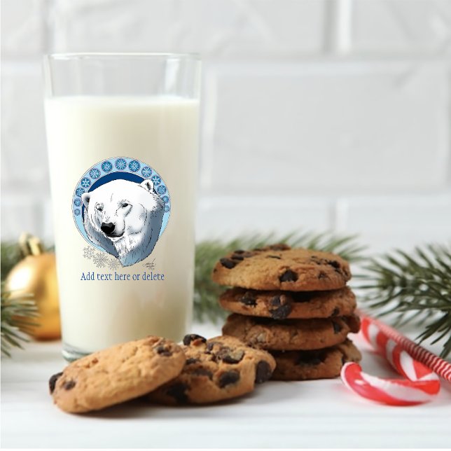 Serene Blue Art Nouveau Polar Bear Snowflakes Glass (Creator Uploaded)