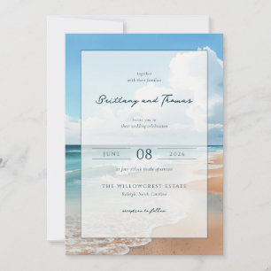 Serene Blue Beach Waves Invitation