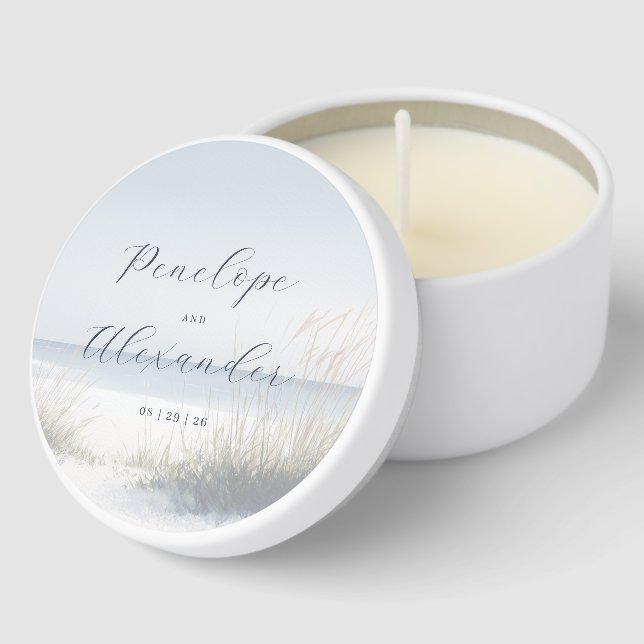 Serene Blue Beach Waves Mini Candle Favors (Corner)