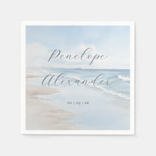 Serene Blue Beach Waves Napkins