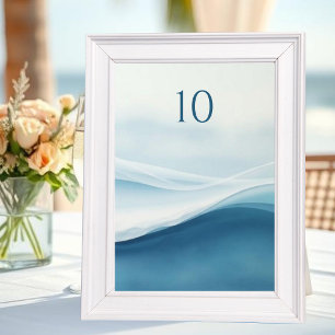 Serene Blue Beach Wedding Table Numbers