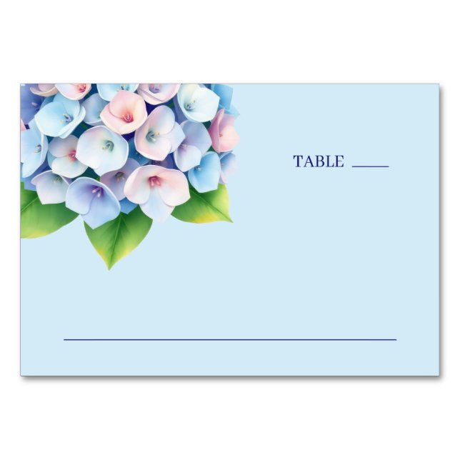 Serene Blue Botanical Hydrangea Table Number (Front)