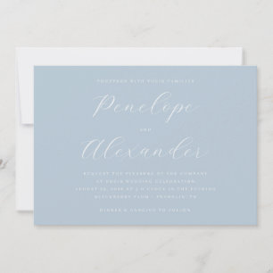 Serene Blue Elegant Calligraphy Invitation