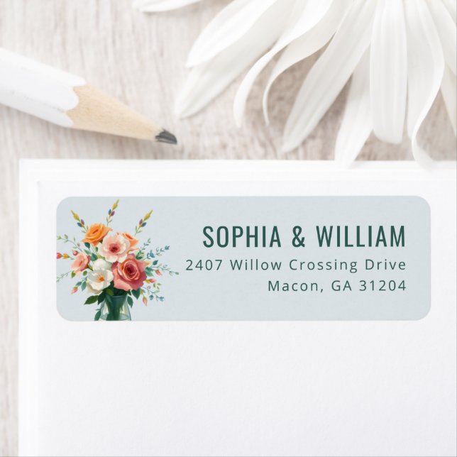Serene Blue Floral Illustration Label (Insitu)