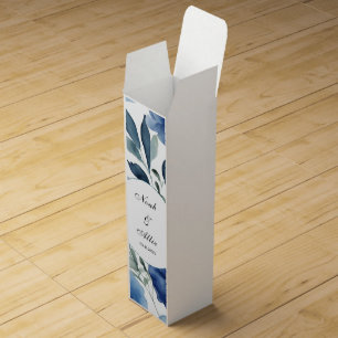 Serene Blue Floral Wedding Wine Box
