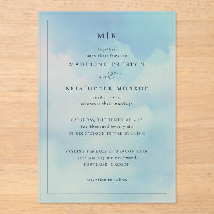 Serene Blue Gradient Wedding Invitation