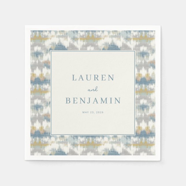 Serene Blue Gray Geometric Peaks Napkins (Front)