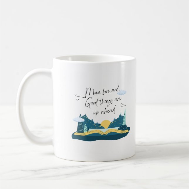Serene Blue Inspirational Book Coffee Mug (Left)