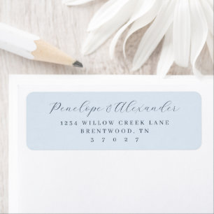 Serene Blue Minimalist Calligraphy Label