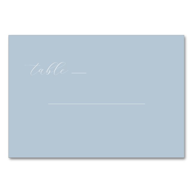 Serene Blue Minimalist Calligraphy Table Number (Front)