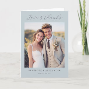 Serene Blue Minimalist Photo Thank You Card