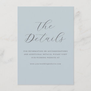 Serene Blue Minimalist Wedding Details Card