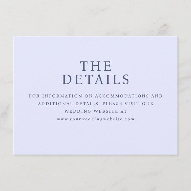 Serene Blue Minimalist Wedding Details Card (Front)