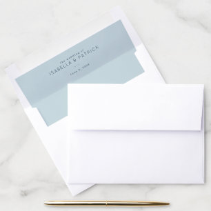 Serene Blue Minimalist Wedding Envelope Liner