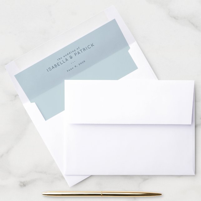 Serene Blue Minimalist Wedding Envelope Liner (Desk)