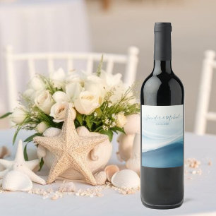 Serene Blue Modern Abstract Wine Label