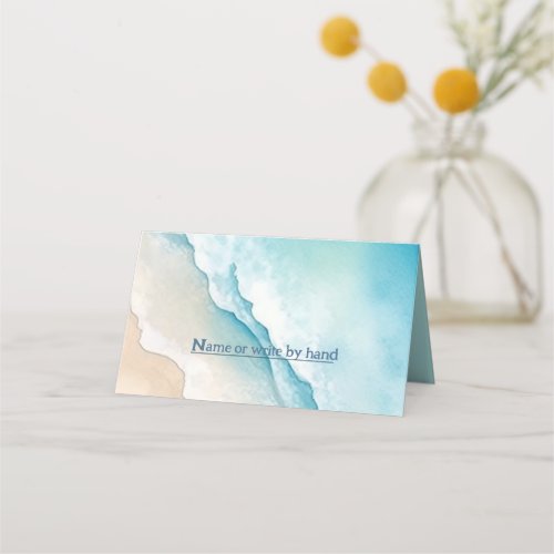  Serene Blue Ocean Beach name place card