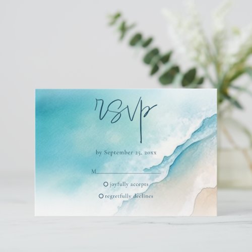 Serene Blue Ocean Beach RSVP Response Cards