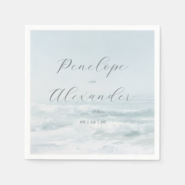 Serene Blue Ocean Waves Napkins (Front)