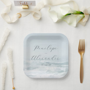 Serene Blue Ocean Waves Paper Plates