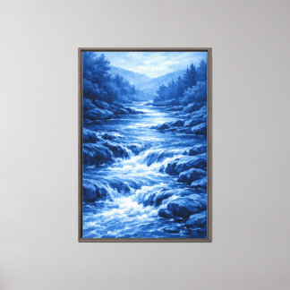 Serene Blue River Cascade Canvas Print