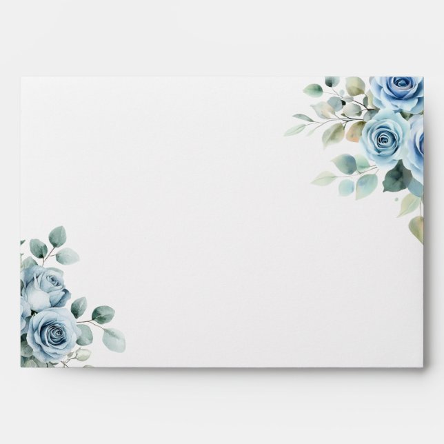Serene Blue Rose Baptism Envelope (Front)