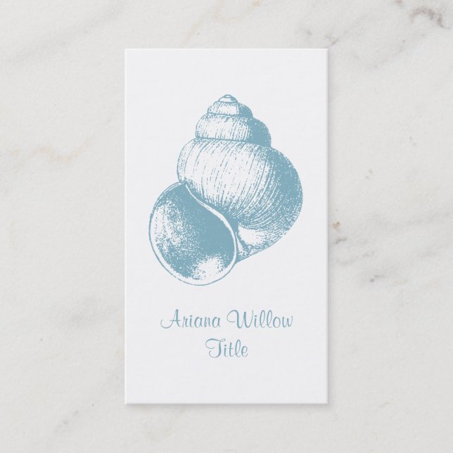 Serene Blue Sea Shell Business Card (Front)
