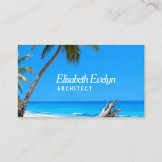 Serene Blue Shore with Palms g876 Business Card