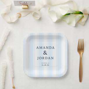 Serene Blue Stripes Paper Plates
