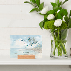 Serene Blue Watercolor Beach Scene Holder