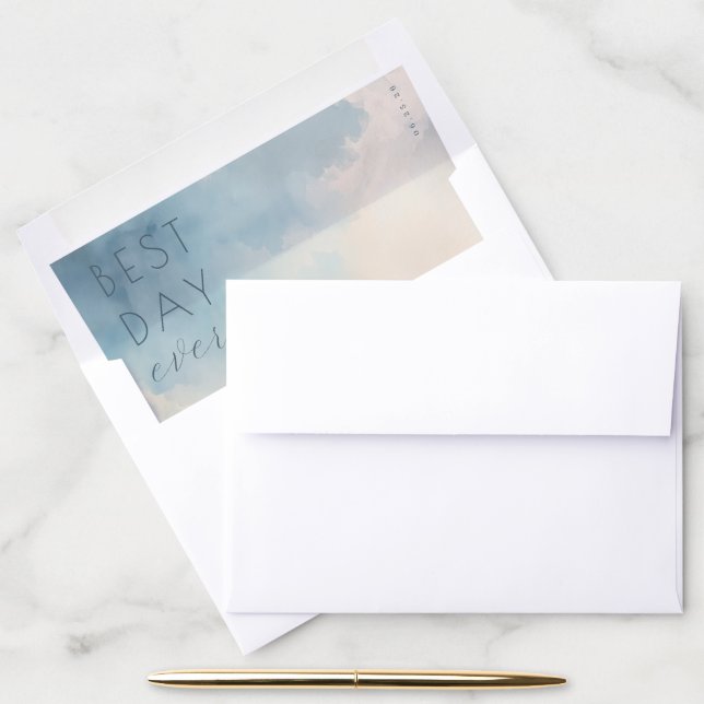 Serene Blue Watercolor Celebration Envelope Liner (Desk)