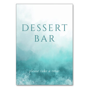 Serene Blue Watercolor Dessert Bar Sign Table Number