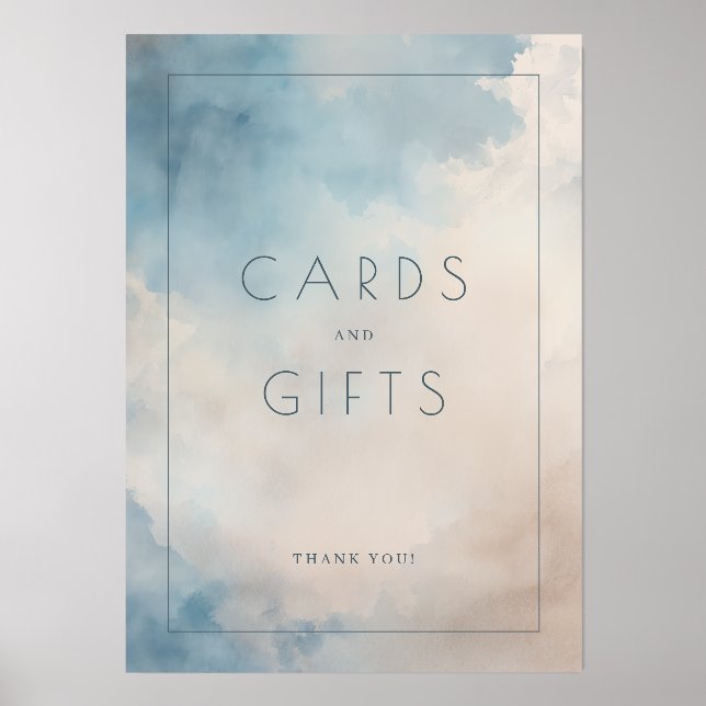 Serene Blue Watercolor Gratitude Card Holder (Front)