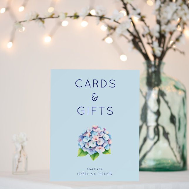 Serene Blue Watercolor Hydrangea Foam Board (In Situ (Wedding))