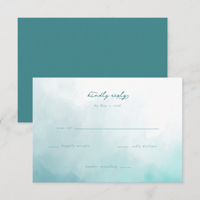 Serene Blue Watercolor Invitation (Front/Back)