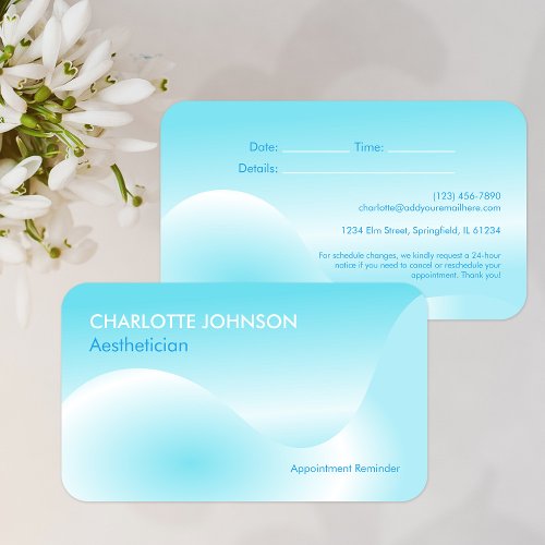 Serene Blue Wave Aesthetician Appointment Card