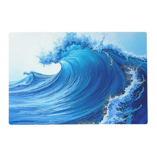 Serene Blue Wave Splashes Placemat