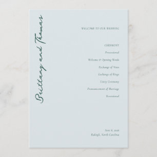 Serene Blue Wedding Ceremony Program