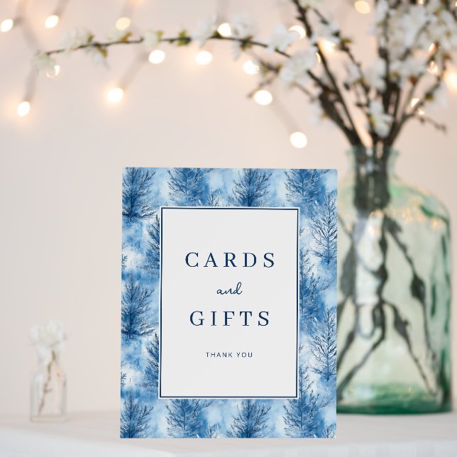 Serene Blue Winter Evergreen Trees Foam Board (In Situ (Wedding))
