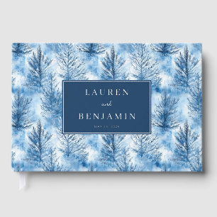 Serene Blue Winter Tree Forest Foil Guest Book