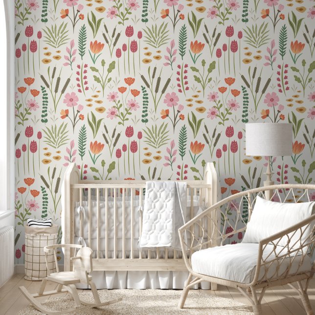 Serene Botanical Meadow Garden Wallpaper (Kids)
