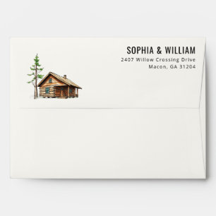 Serene Brown Rustic Cabin Illustration Envelope