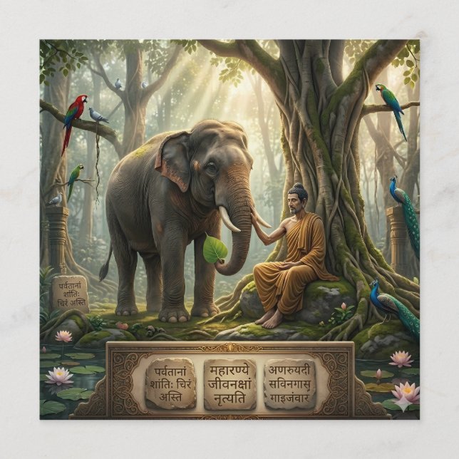 Serene Buddha and Elephant in Sacred Forest Art Program (Front)