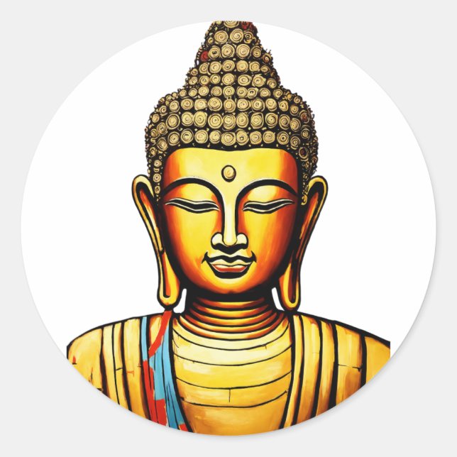 Serene Buddha:  Classic Round Sticker (Front)