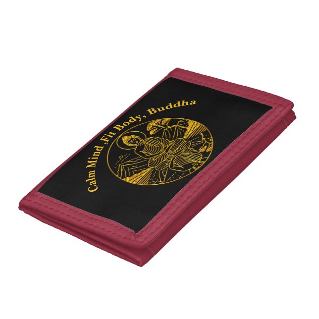 Serene Buddha Figure Reflecting on Tranquil Waters Trifold Wallet (Bottom)