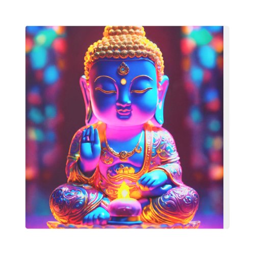 Serene Buddha Silhouette Metal Print
