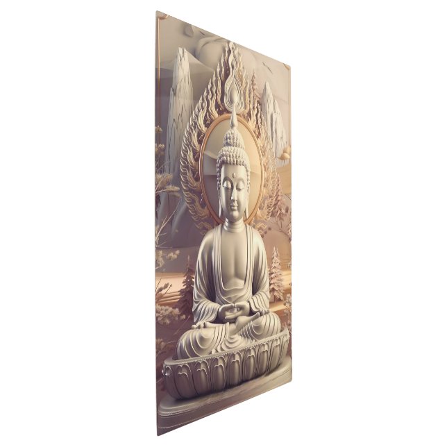 Serene Buddha Statue in Tranquil Landscape 3D  Metal Print (3/4)