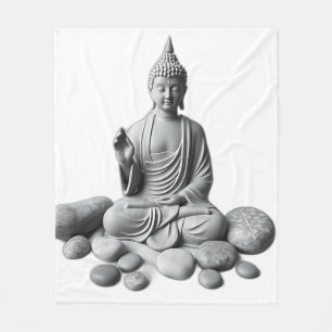 Serene Buddha with Stones and Plants Fleece Blanket