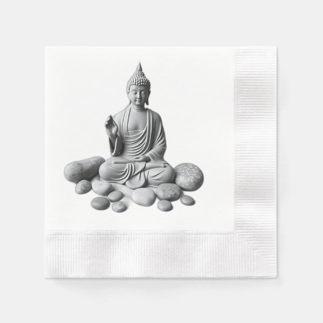 Serene Buddha with Stones and Plants Napkins (Front)